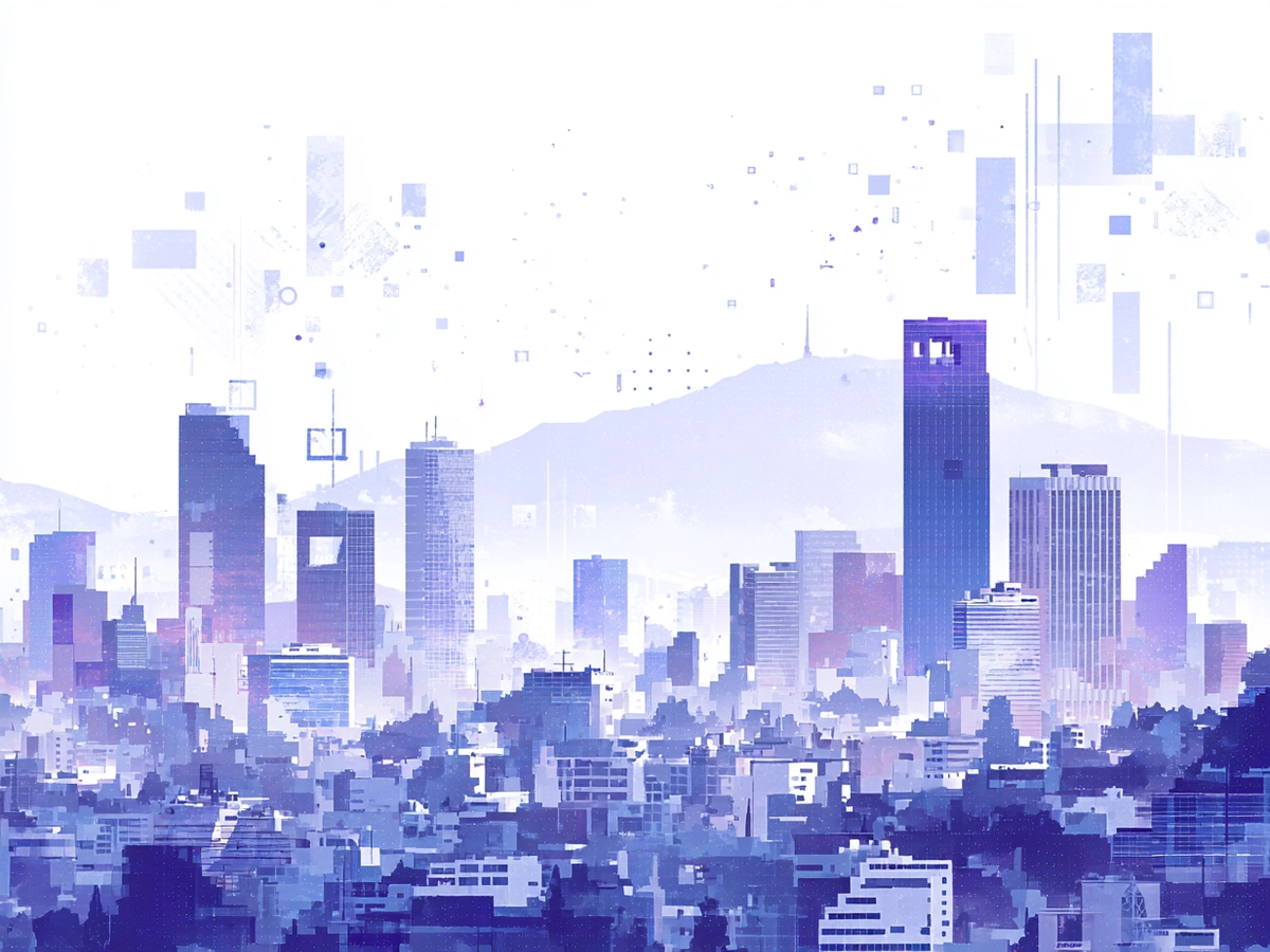 Vista urbana de Ciudad de México con ambiente moderno y discreto